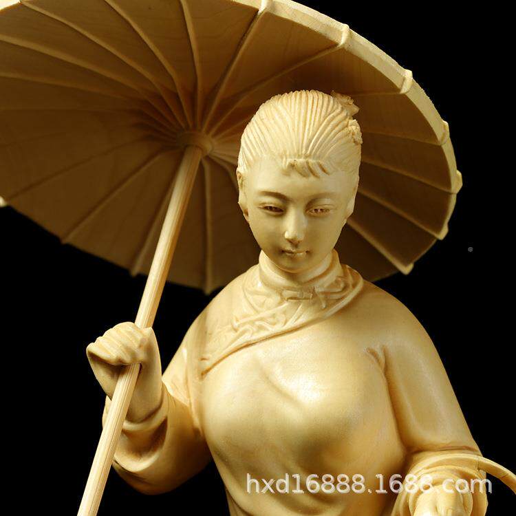 厂家摆黄杨木雕美女客调厅中式回SWD娘家居装饰工艺品木格质件
