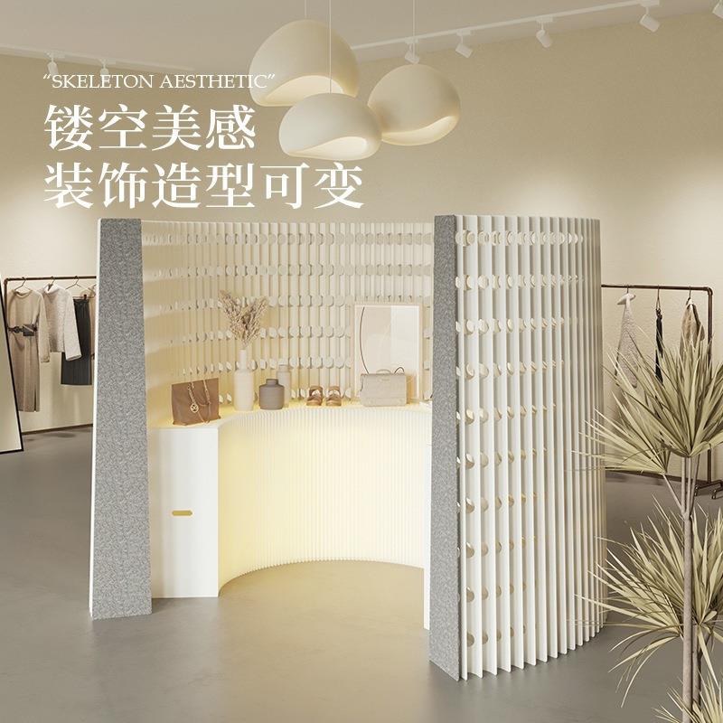 办屏风高隔墙折公QPE叠断推室拉移动轻孔风琴纸墙商用展会隔档