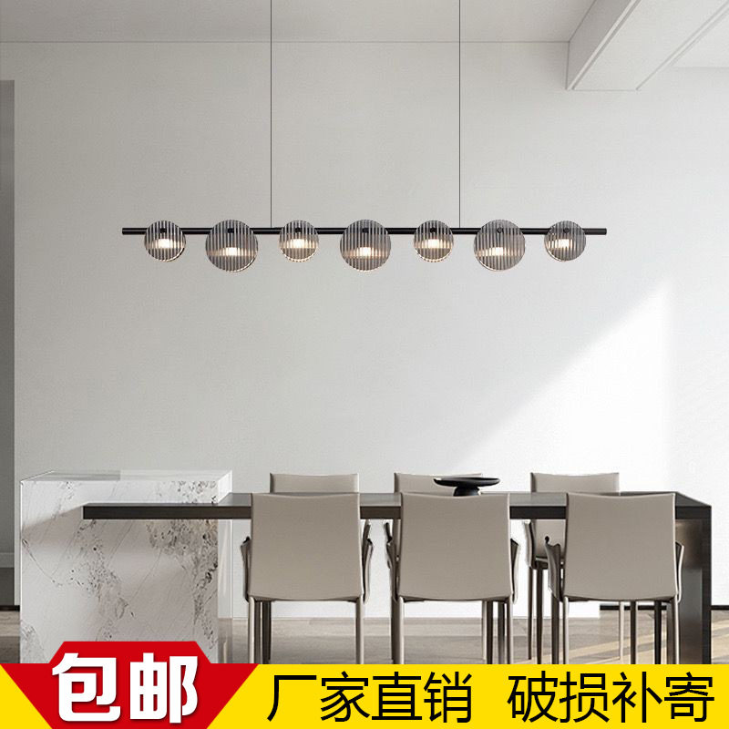 意式极简不锈钢玻璃餐厅吊灯
