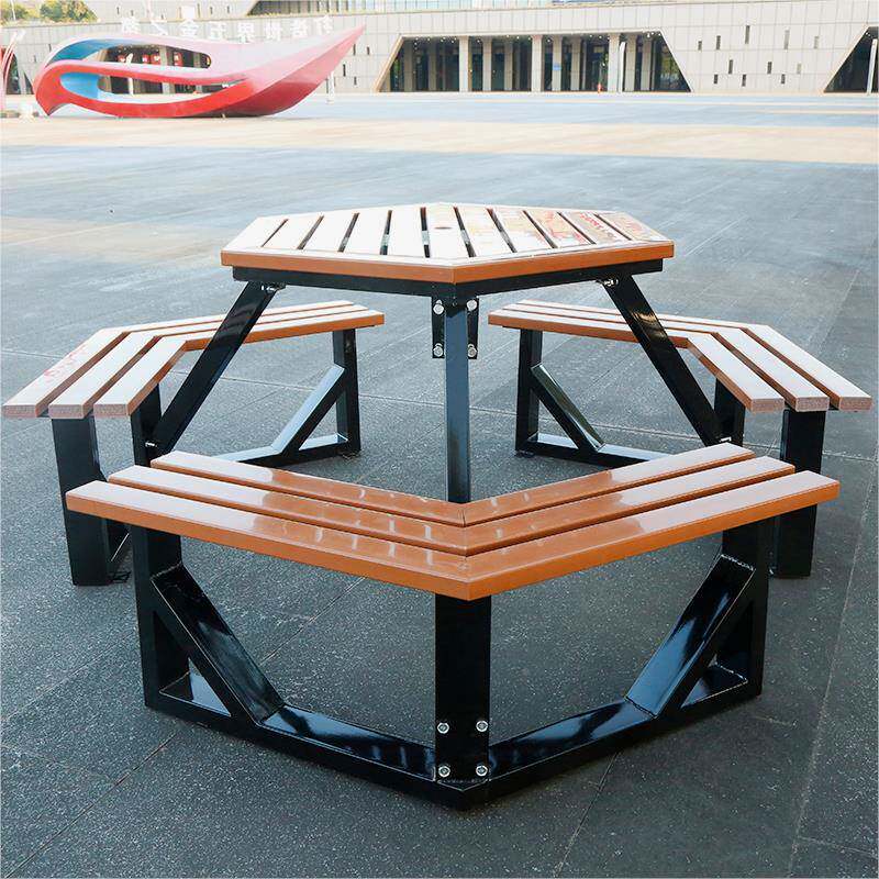 8户外桌椅座椅防腐木公长园RSL椅户外闲椅室外坐凳休铁艺W棋牌塑