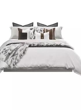 轻现代奢样板房床上毛用品家20231012具卖场兔咖真色复古软装样板