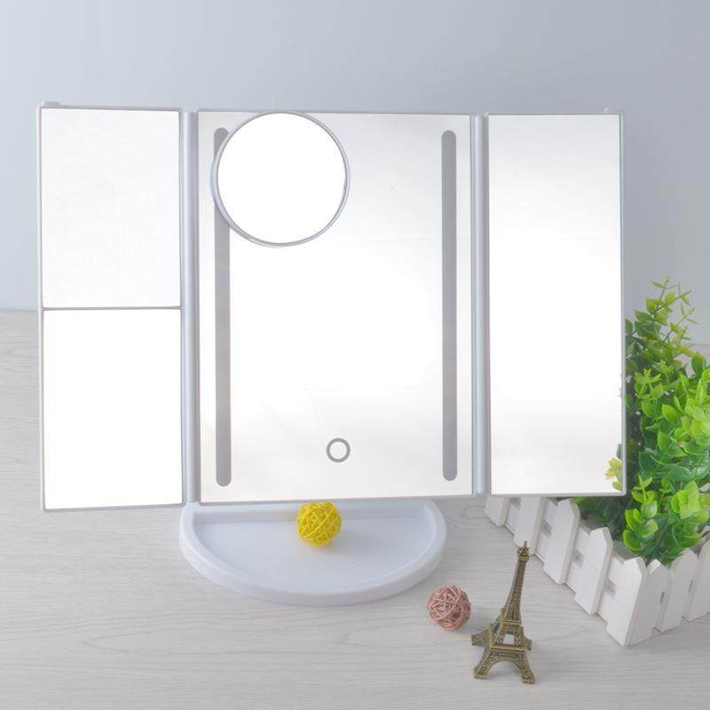 24颗灯条面式led化妆镜镜电商款式桌三台式折可无极ANT调光镜子