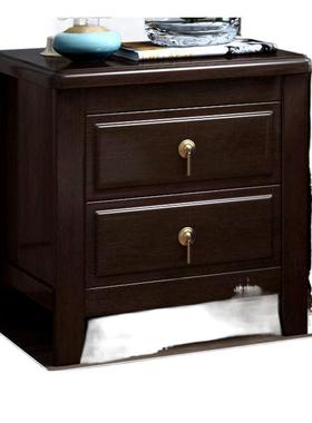 厂家新中式木床头EMM柜卧子室床实储边小柜子物双抽床头柜