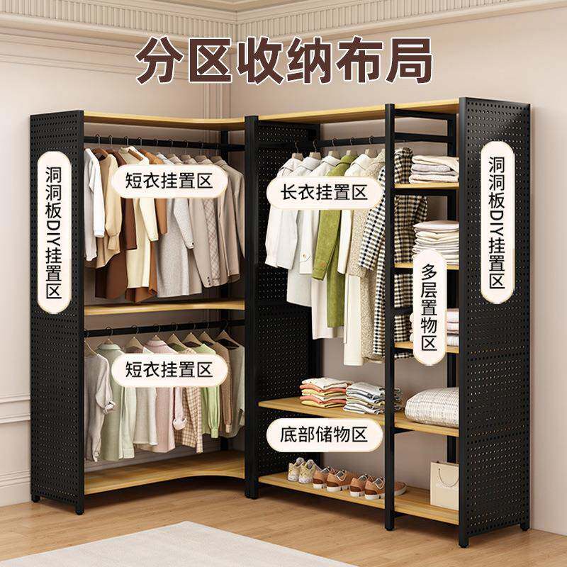 入式衣角帽间转落地衣挂架家用衣服收纳衣帽步架子组合开F99SJJJS