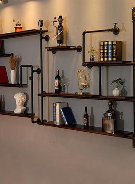 复古工业风管酒架墙ZG-66366置物架铁艺水书架创意墙上架装饰子壁