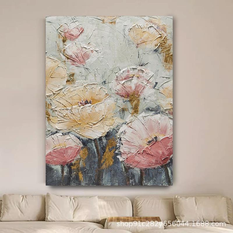 纯手油画绘酒玄店客厅关大工VNX芬村装饰挂画立体手油画