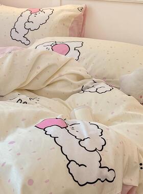 套秋季全棉四件套南通家纺卡床VUD品上用纯棉床单被罩宿通舍三件