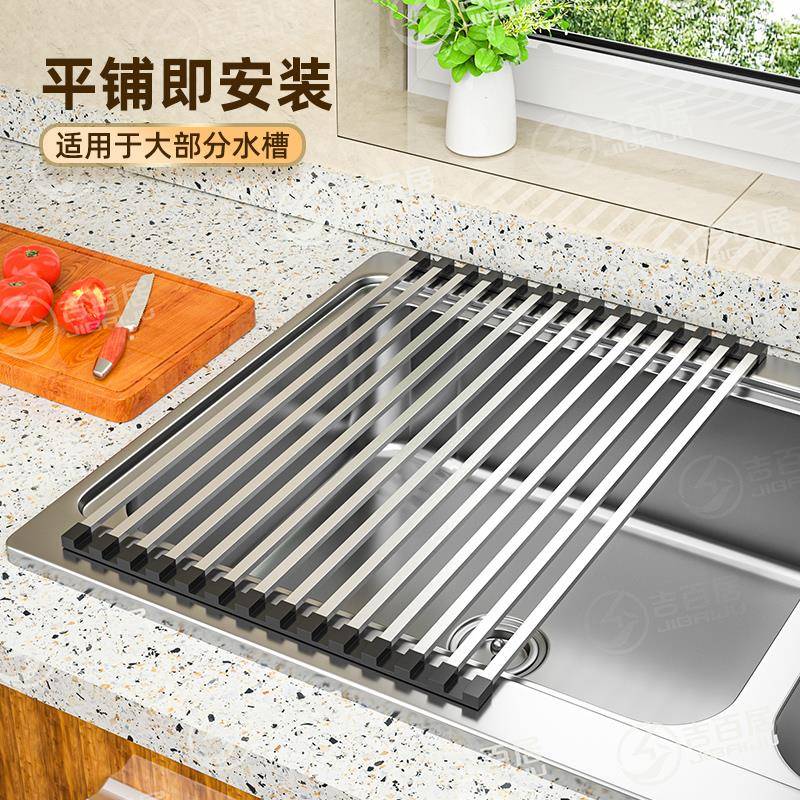 3纳04UTV不锈钢可折叠沥水碗架水槽收置物架厨房碟洗碗放碗沥水池