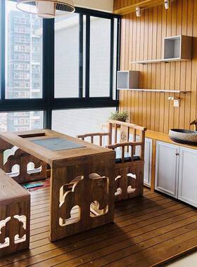 太师椅实木圈椅人式茶thsdu+$*椅老榆木官中帽椅茶室打主椅坐禅椅