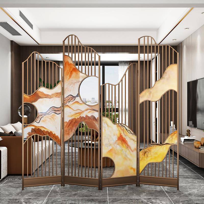 新中式风断客厅玄关装饰折叠屏移隔动地屏风落轻奢JBQ办公室半墙