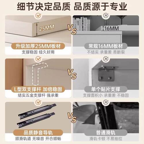 梳妆妆台斗柜无品牌/一体卧室约现代书化台床尾简梳妆柜可伸缩化