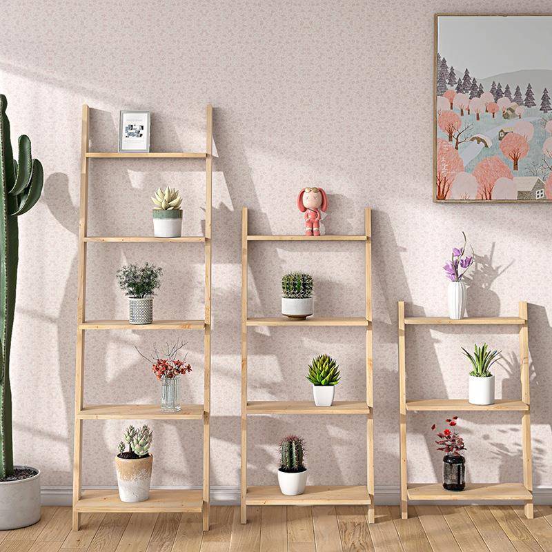 松木梯子花架子阳台多XYS落层梯内形置物客厅地斜靠墙室阶梯书展