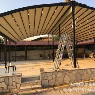 电动折叠天幕遮阳PVC棚户庭院露台外餐饮摆家用防雨自动缩伸式外