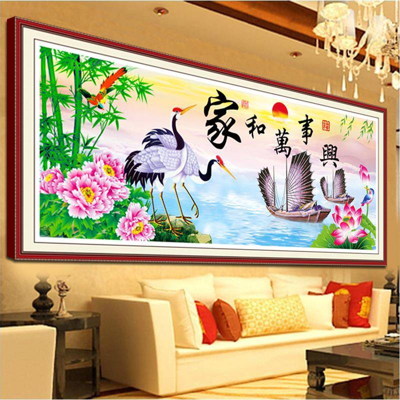 钻石画满钻厂家直销方5d魔画SQA钻石钻石新款客厅鹤画寿年丰