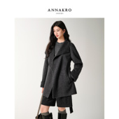 玖姿安娜蔻优雅静奢风气质收腰羊毛双面呢大衣女2025冬季 新款