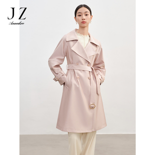 玖姿安娜蔻 清爽简约英伦风落肩收腰显瘦经典款中长款风衣外套女