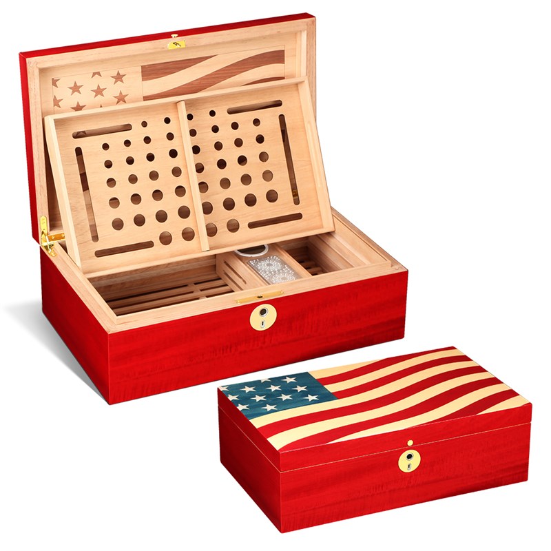 雪茄保湿盒进口雪松木密封雪茄箱保湿柜指纹解锁保湿箱存储雪茄盒