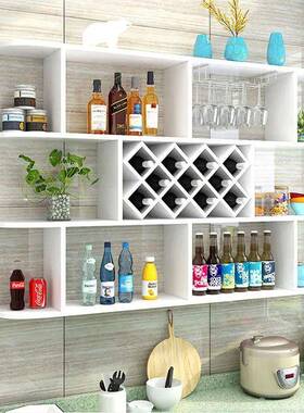 简现代酒餐架架酒柜壁挂式厅饭店墙上悬挂式红酒约创意多层102483