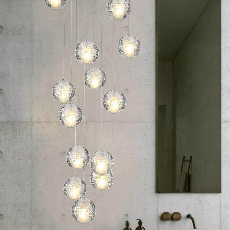 现代简约水晶球吊灯餐E厅酒店道大堂走廊复式楼创璃意玻3020球LD,家装灯饰光源,智能吊灯,淘宝优惠券,粉丝福利购,淘宝优惠卷