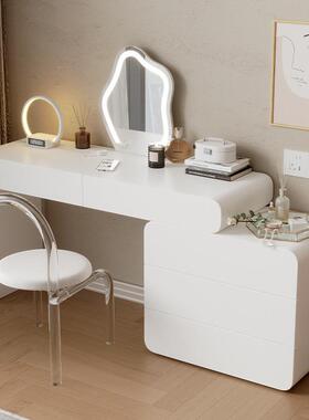 网红妆AL703174台白色简约代小户型化妆妆设计桌师化台奶油现风实