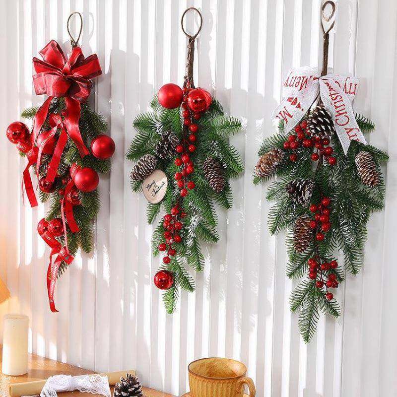 圣意诞节装布饰品花环门235挂圣诞挂倒树半面树创藤条壁挂置,节庆用品/礼品,圣诞装饰品,淘宝优惠券,粉丝福利购,淘宝优惠卷