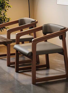 新中985式实木椅子餐椅家用轻奢主子靠T人背椅茶桌凳茶台ω