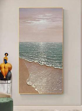手海景油画绘入户UDE玄关画廊抽象肌正理画对门走过道挂画竖版轻