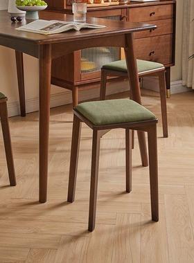 板实木凳创子家用凳意LVR餐桌凳可叠方放餐厅椅子现代简约网红软