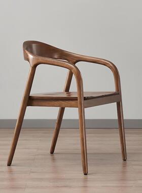 实木书椅黑胡桃木靠背餐椅扶手书房椅QYY子座牛角总椅统椅椅