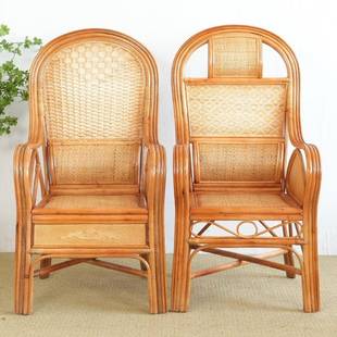 藤椅真藤老高人单985休护腰靠背阳台办人公座椅藤编户外腾闲椅子