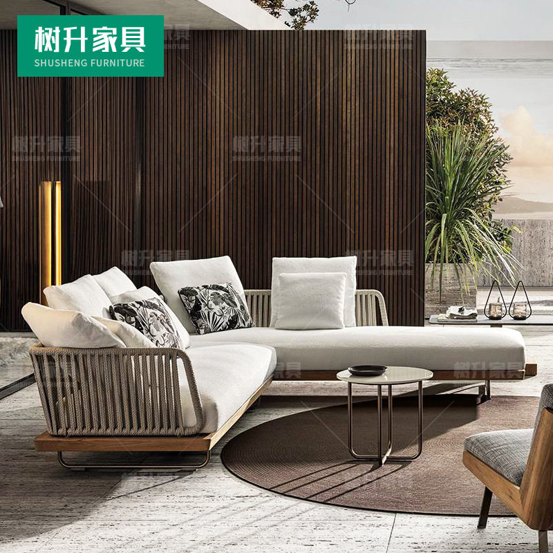 设计师户外庭院藤编转角沙发