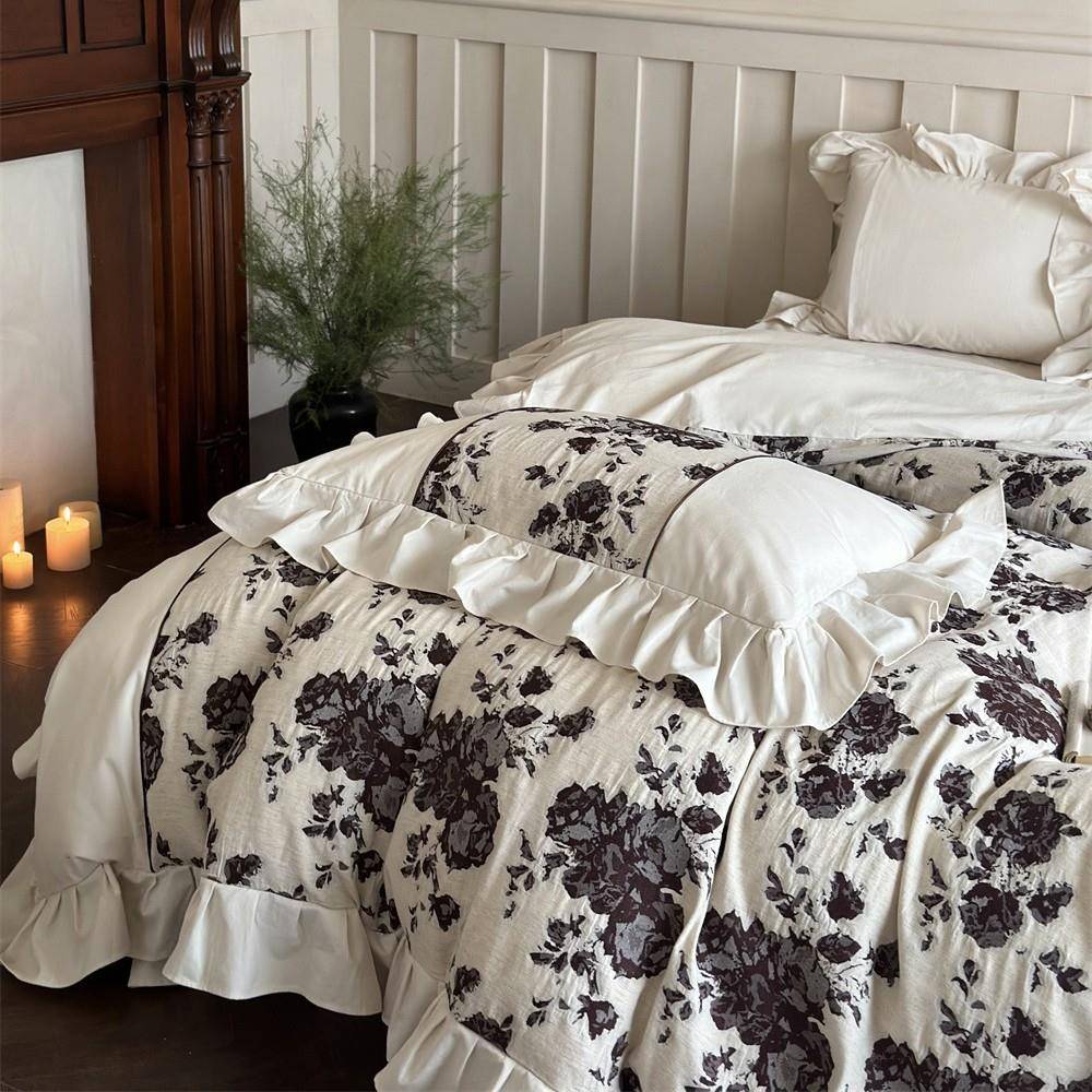 在野法数式复古花卉棉IFN加厚花长绒磨毛四件套秋冬保暖码印被套