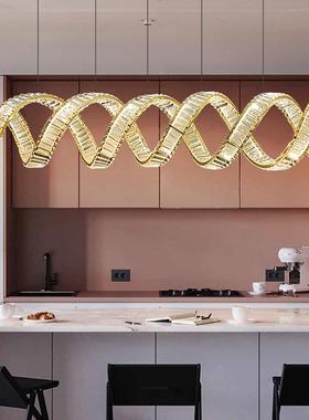 奢餐厅吊灯设计师款创40453意个性水晶别桌墅长形轻饭大方气艺术