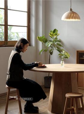 MUM木hydO墨厚圆木凳实木可堆叠置樱放桃木黑胡桃餐厅板凳家用凳