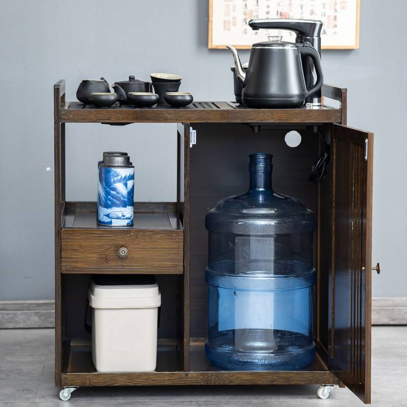 移动茶桌家用小茶台实木茶车茶几茶具套组全自动烧水壶一体茶水柜