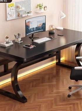 实木电脑桌台式办公桌长桌条子简易学生书桌作家竞FG77654用卧室
