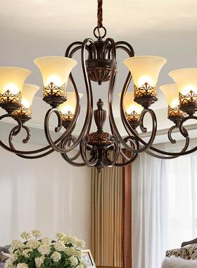 美式墅乡村灯复古客厅别创意简约大气仿古铁艺卧朝室餐厅26824下