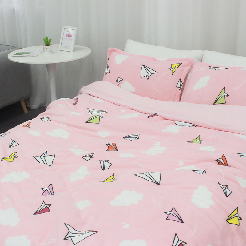 春秋季加厚法兰绒四l件套 简约1.8m床短毛绒床单被套保暖床品套件