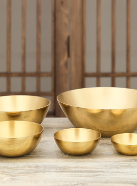 供奉铜碗装饭水油纯铜o加厚碗聚宝盆容器铜金碗供佛供水碗斋饭纯