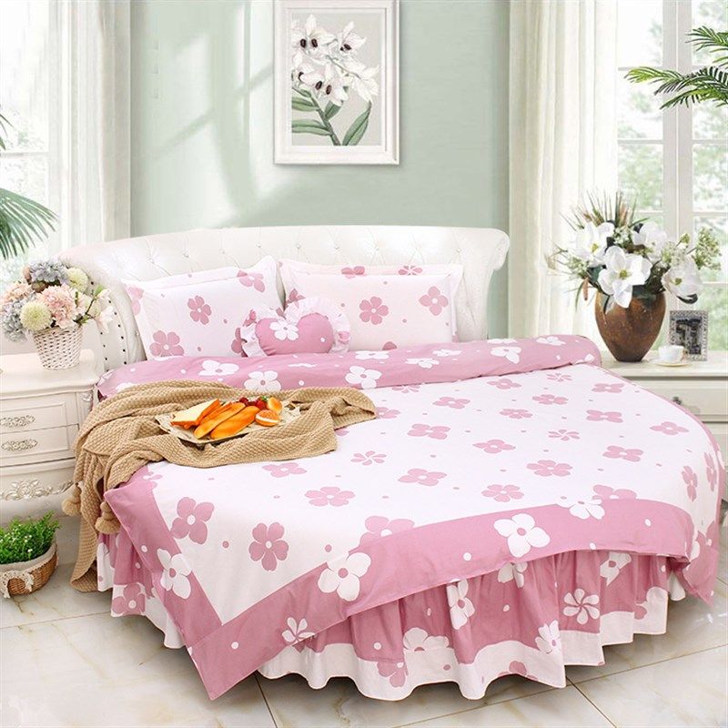 浅色简单花型全棉圆床床品四件套清爽纯棉圆床单圆被套圆形床套件,包装,包装胶带,淘宝优惠券,粉丝福利购,淘宝优惠卷