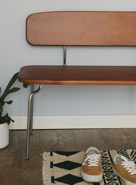 minimore蚂蚁长条凳北欧现代简约轻奢复古实木靠背换鞋长椅餐桌