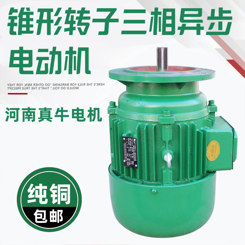 河南真牛起重机电YEZ112S-4 3.0kw锥形转子三相异步电机建筑电机