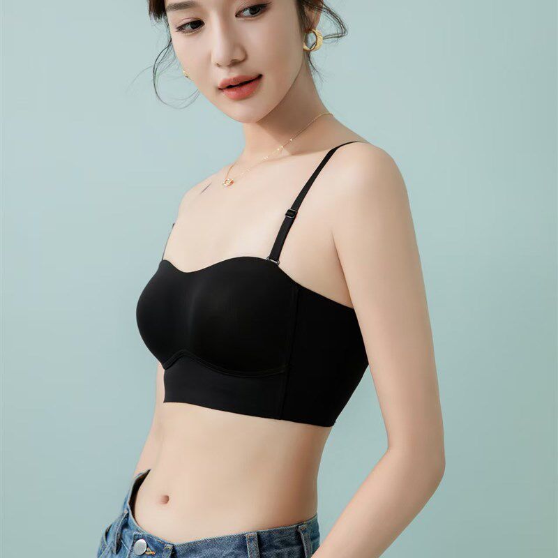 文胸上衣美背吊带背心一体式防走光无痕聚拢收副乳内衣欧货15229