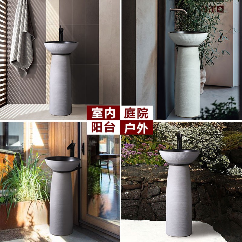 院子水池盆阳台i洗手盆落地式户外洗手台立柱盆庭院小户型柱盆室