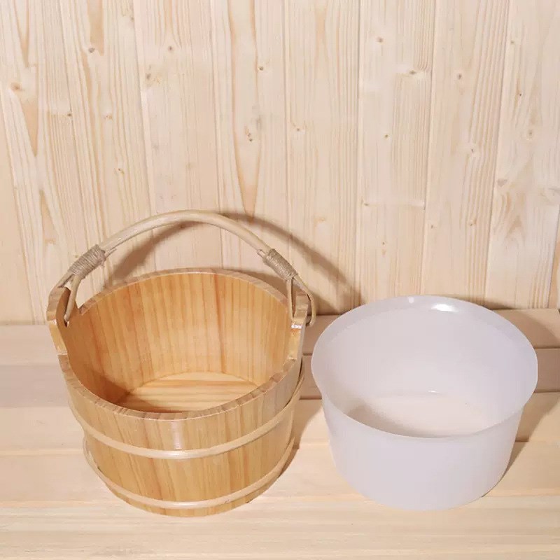 桑拿房木桶木勺汗蒸房干r蒸房设备配件浇水淋浴手提木桶木勺子水