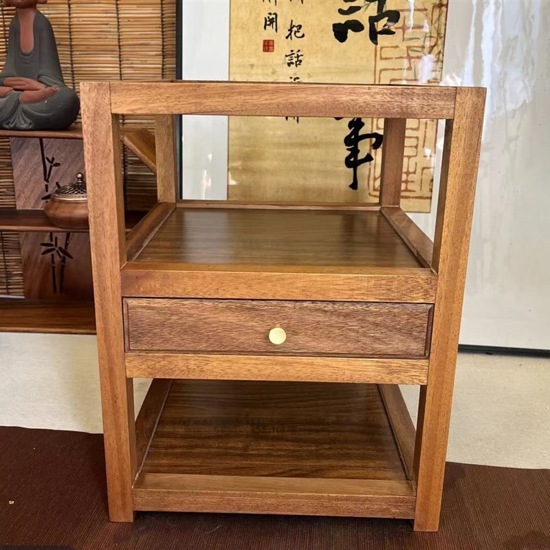 新中式黑胡桃木实木收纳架桌面博古H架置物架茶室茶架杯架茶道