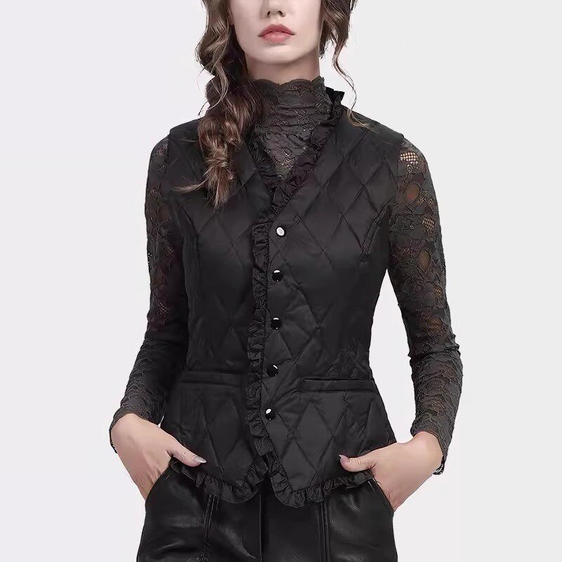 羽绒棉服马甲女2024冬季新款轻薄打底背心短款妈妈装修身内搭保暖