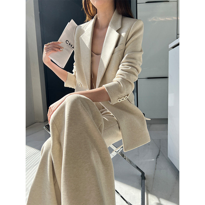 加厚西服套装女秋冬2025新款高级感气场强大职业套装毛呢西装外套