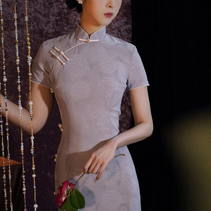 紫色新中式旗袍2025新款女老上海复古高级感高端大气上档次连衣裙