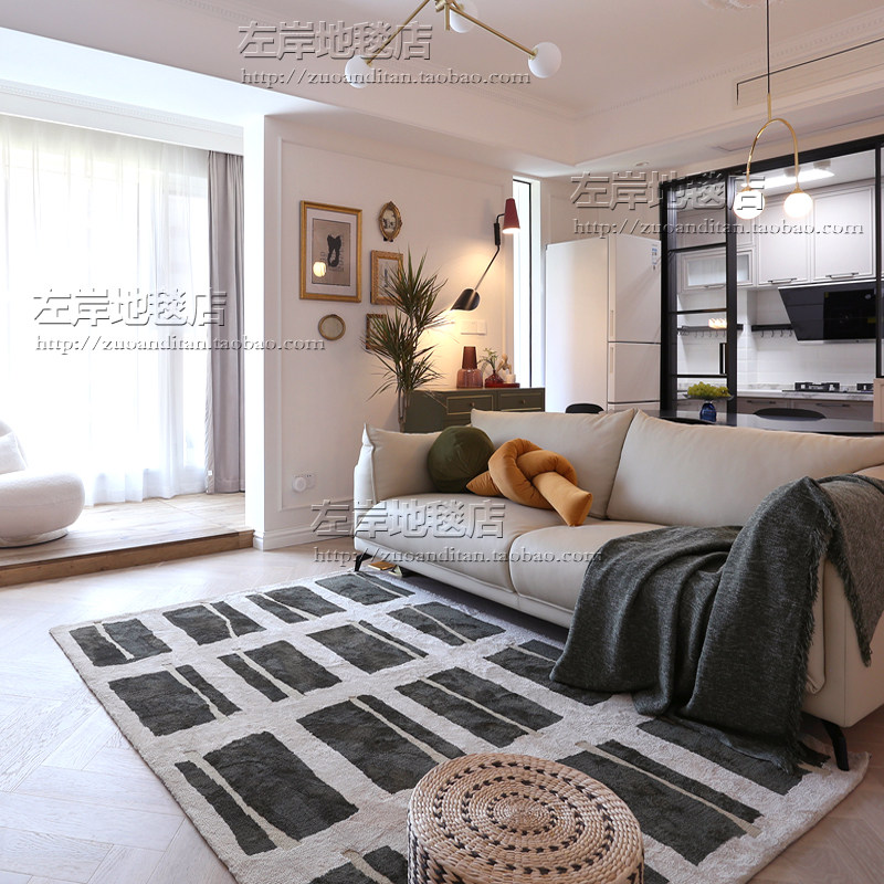 北欧简约轻奢美式客厅茶几沙发卧室书房餐厅衣帽间手工地毯定制